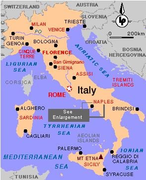 napels in italië kaart