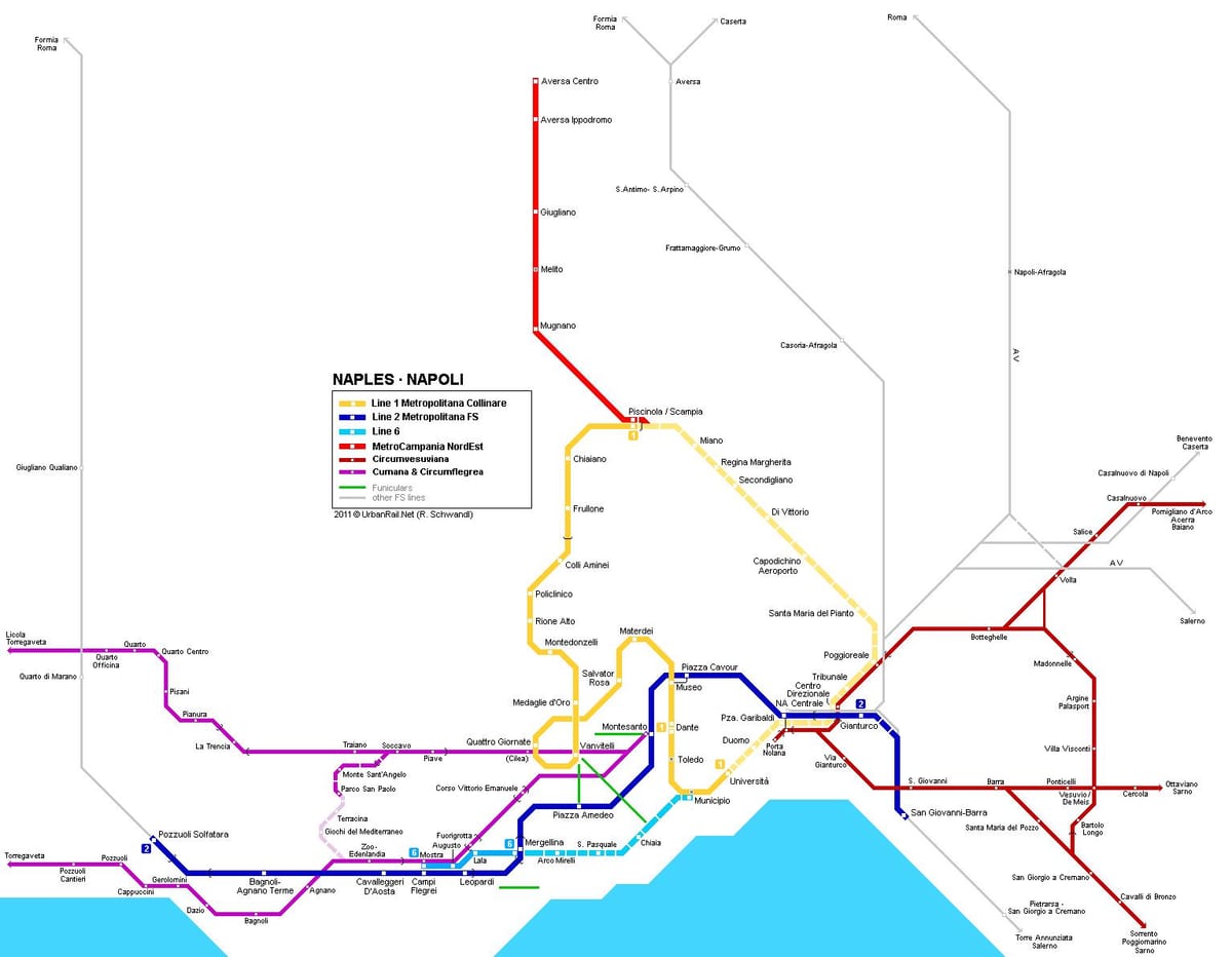 Kaart van napels italië metro
