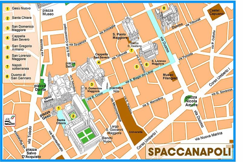 Kaart van spaccanapoli napels