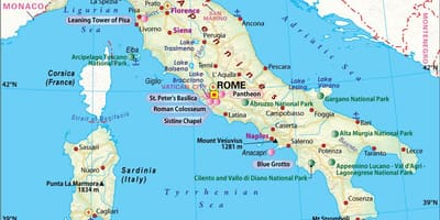 Kaart van napels italië omliggende gebied